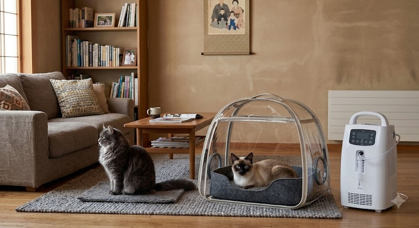 愛犬・愛猫の在宅酸素ケアに備えるイメージ